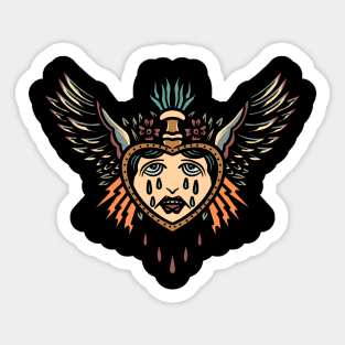 crying heart tattoo inspired Sticker